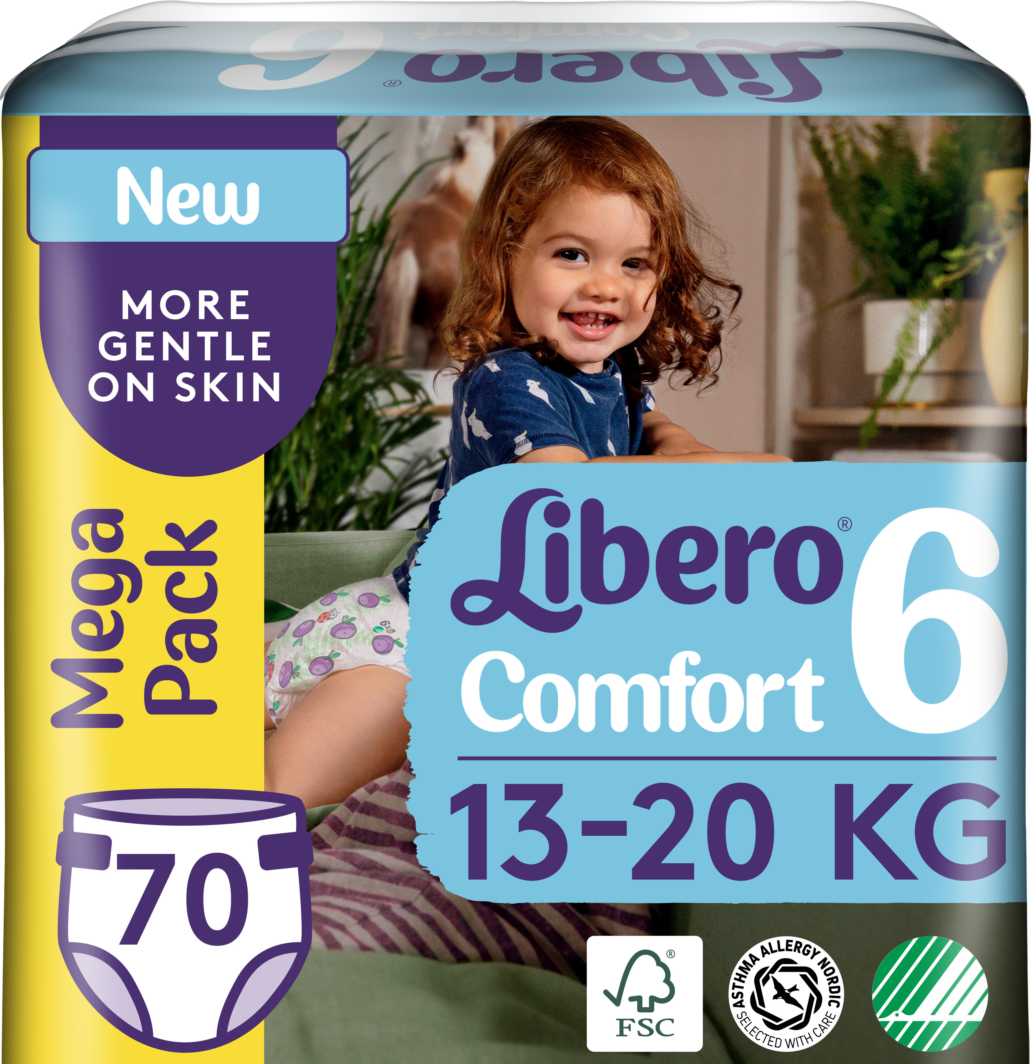 

Подгузники Libero Либеро Comfort 6 13-20 кг 70 шт одноразовые (7322541083414)
