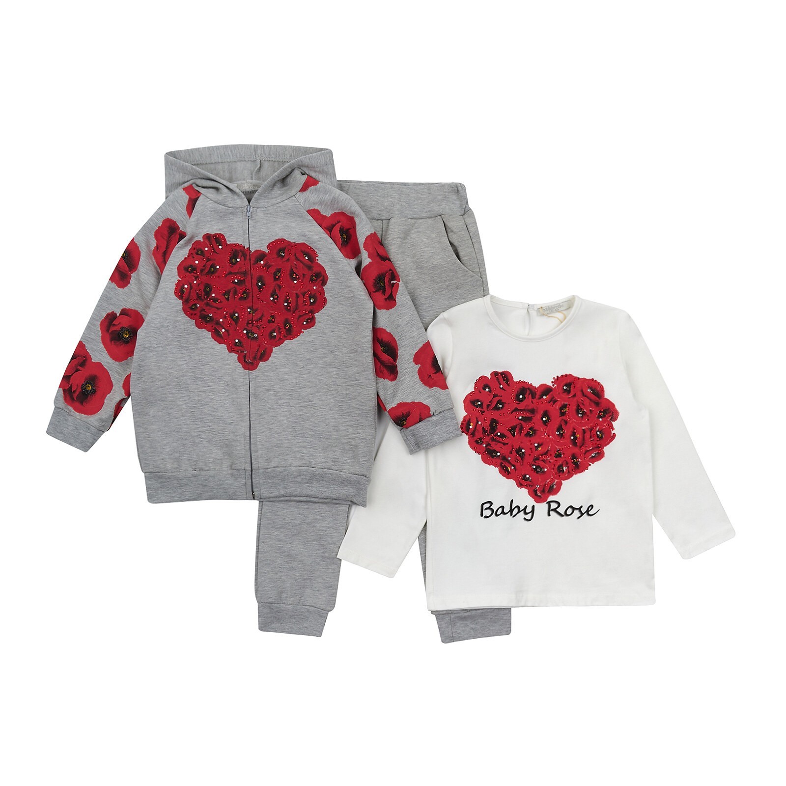 

Костюм для девочки спортивный теплый серый в маки 98р Арт. 7269 Baby Rose