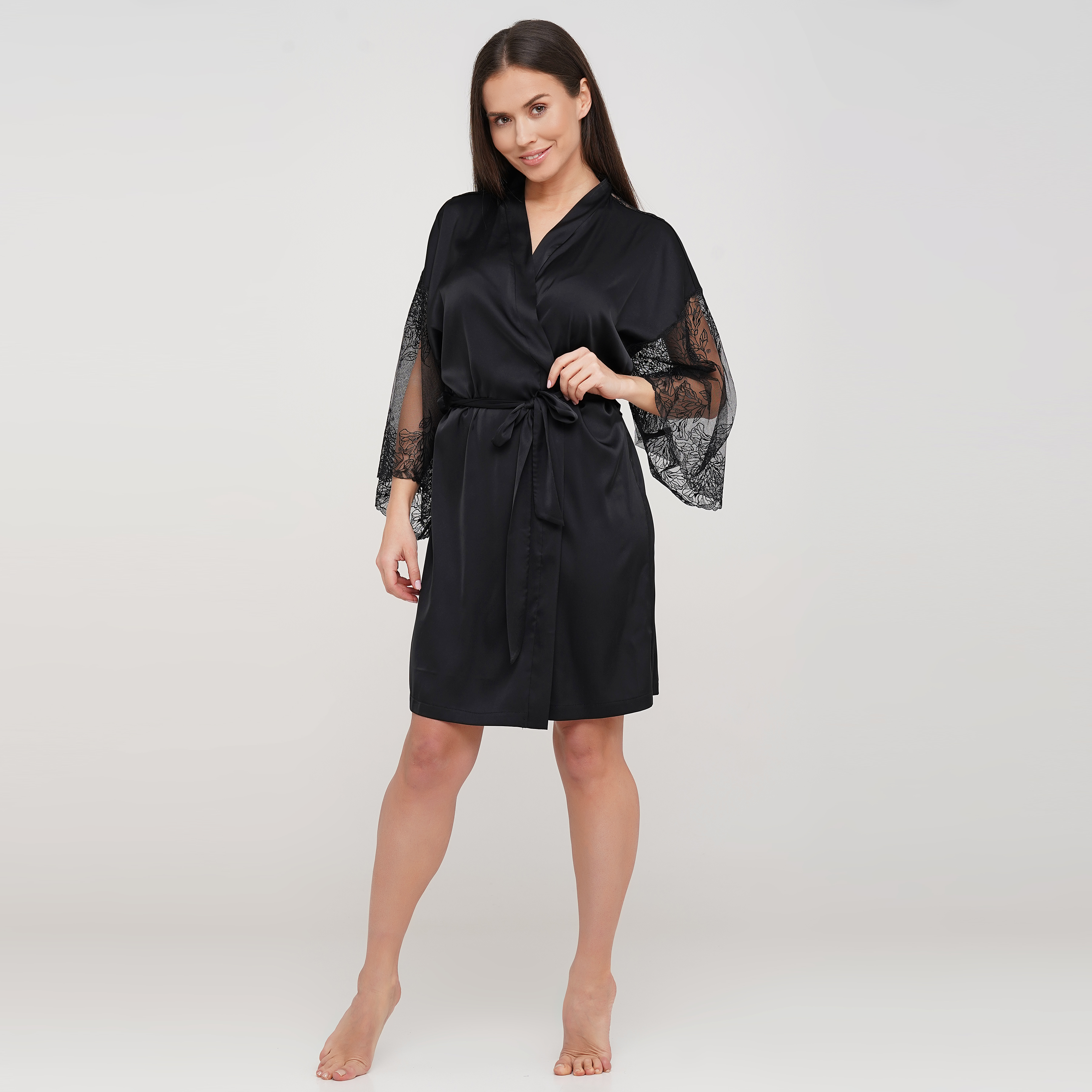 

Халат Dobra Rich Венеція чорний з французьким мереживом  (005SAG 0021, Халат Dobra Rich Венеція чорний з французьким мереживом S (005SAG 0021)