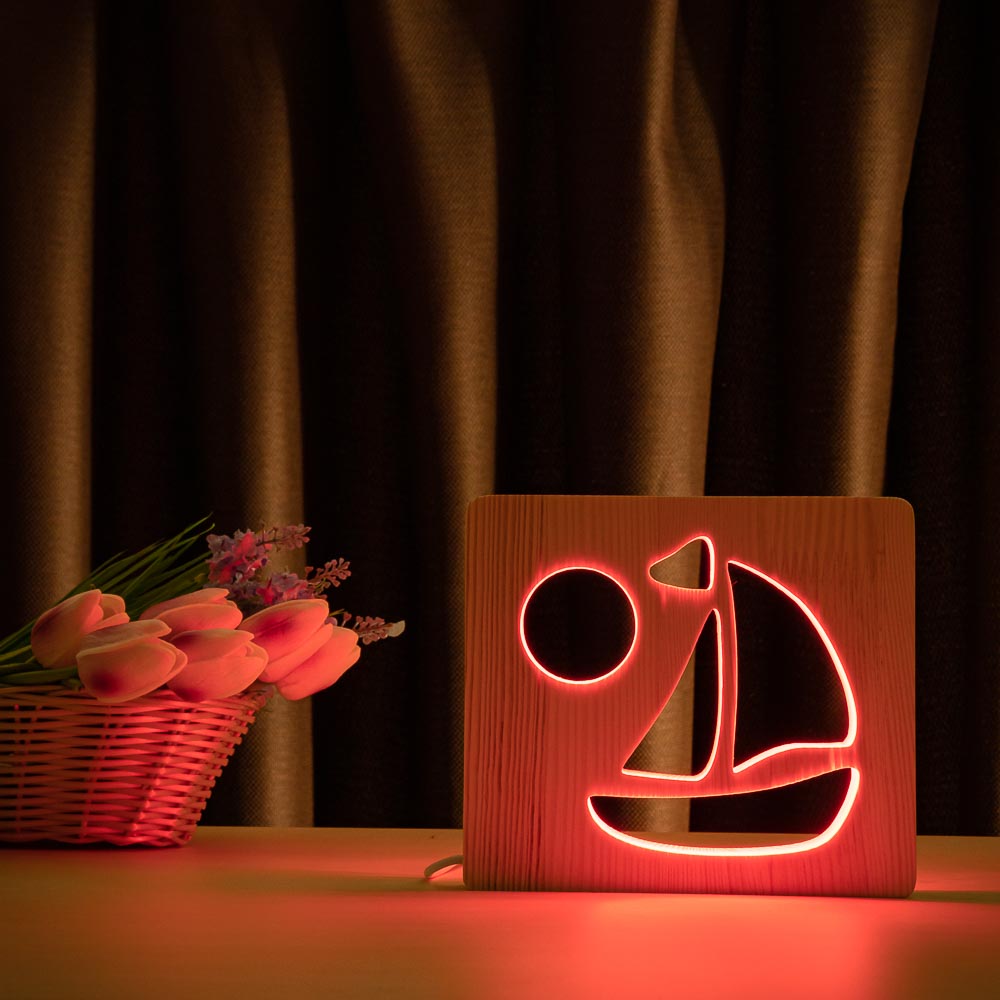 

Светильник ночник из дерева LED с пультом и регулировкой цвета RGB Кораблик Arteco Light (1020443)