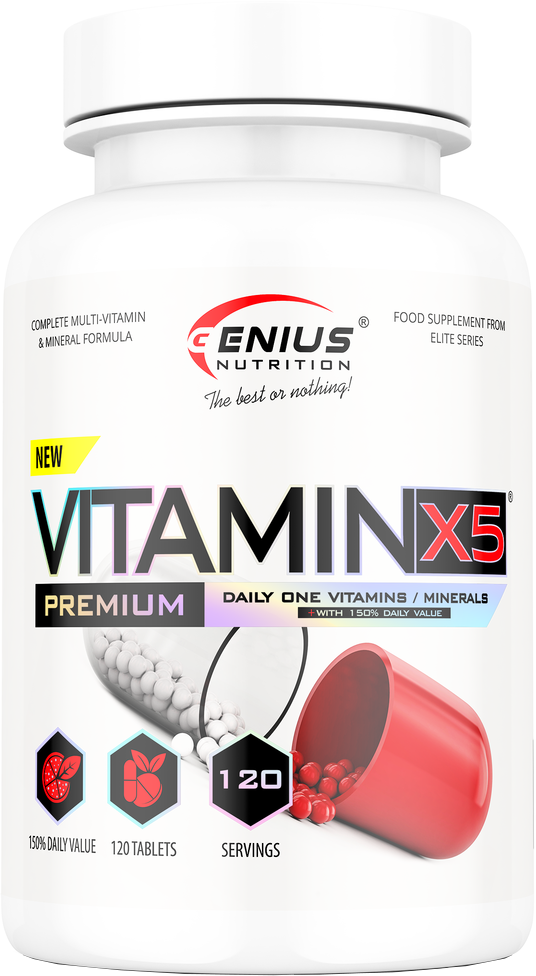 

Витамины и минералы Genius Nutrition Vitamin-X5 120 таблеток (5402127030352)