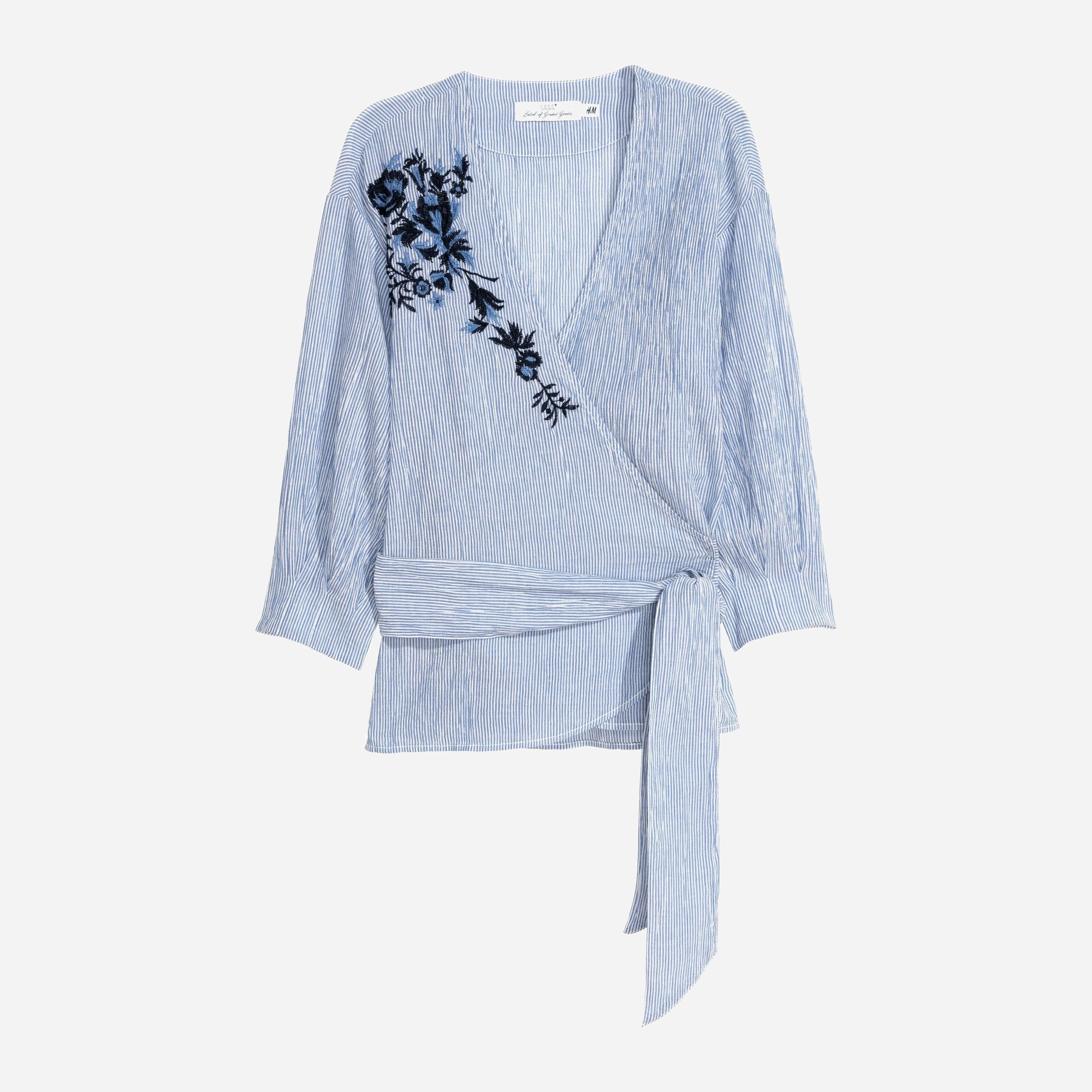 

Блузка H&M 5963457 42 Голубая с белым