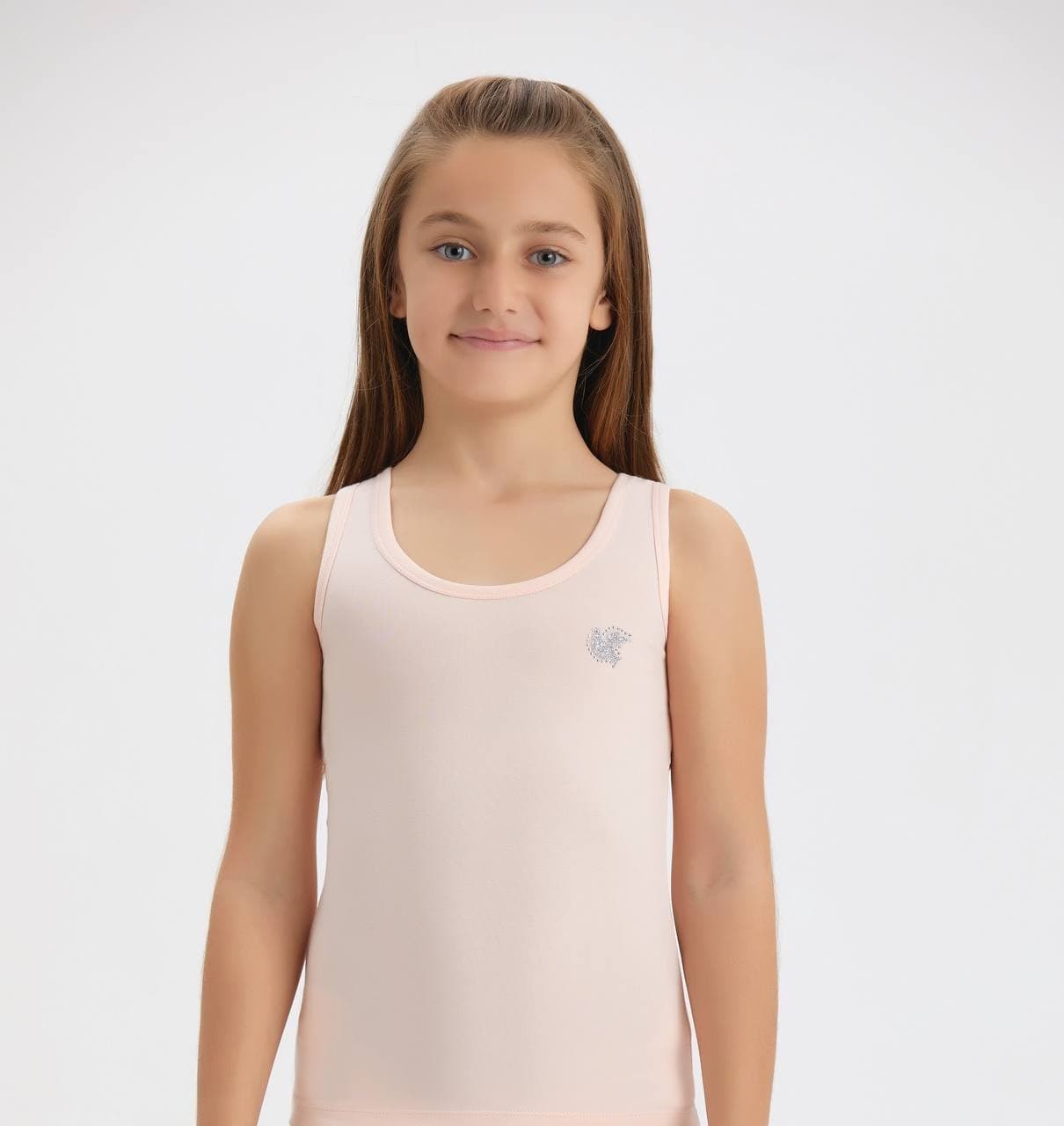 

Детская майка для девочки Baykar Турция нательные бельевые маечки на девочку со стразами р 3 122-128 см 7-8 лет персиковые 4110