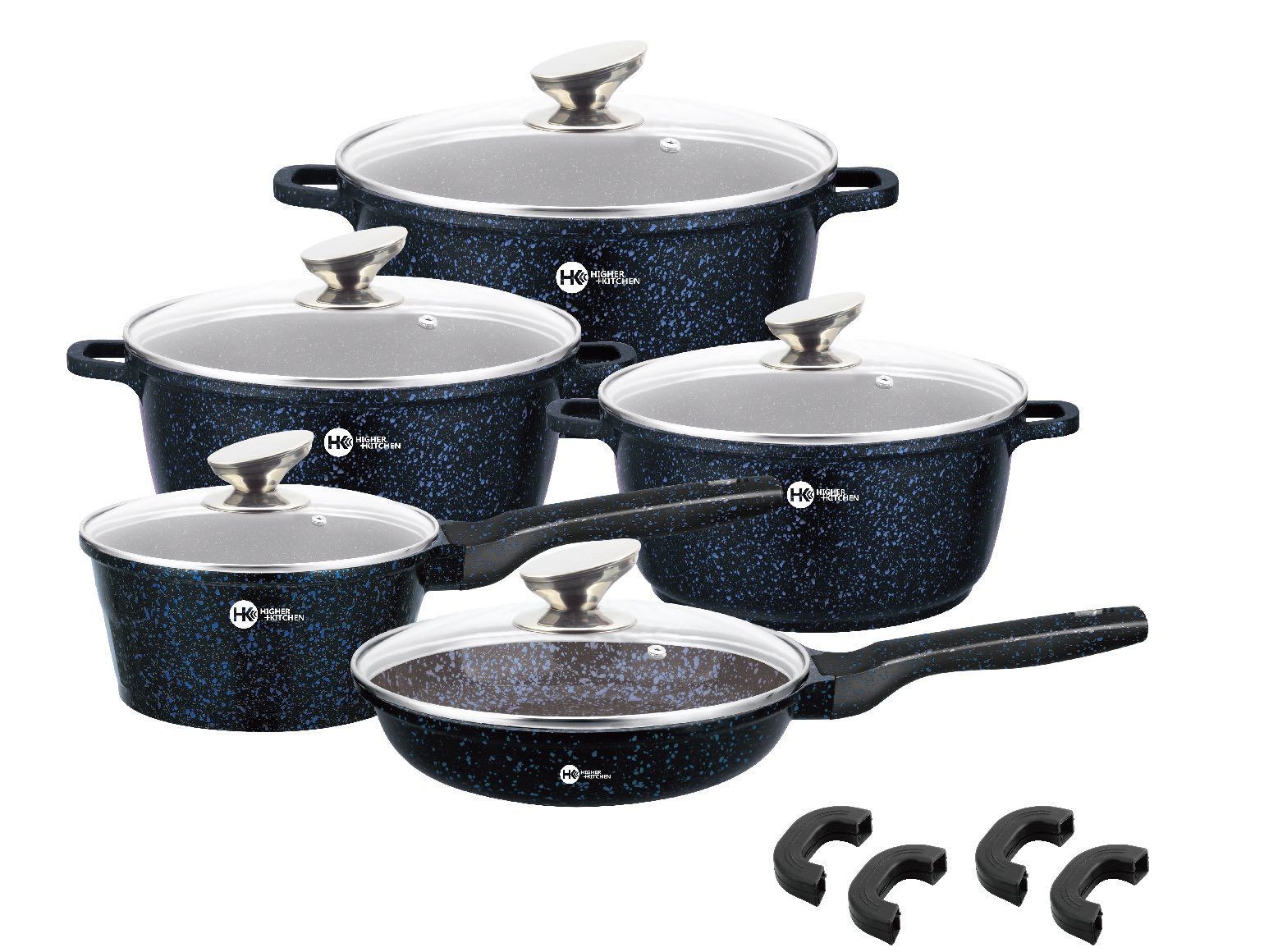 

Набор посуды с антипригарным мраморным покрытием Higher Kitchen HK-3008-Bl