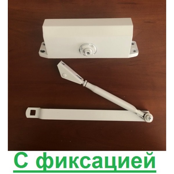

Доводчик дверной 071 Garazd (75-100кг) белый с фиксацией
