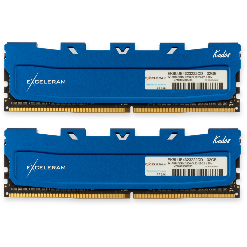 

Модуль памяти для компьютера DDR4 32GB (2x16GB) 3200 MHz Blue Kudos eXceleram (EKBLUE4323222CD)
