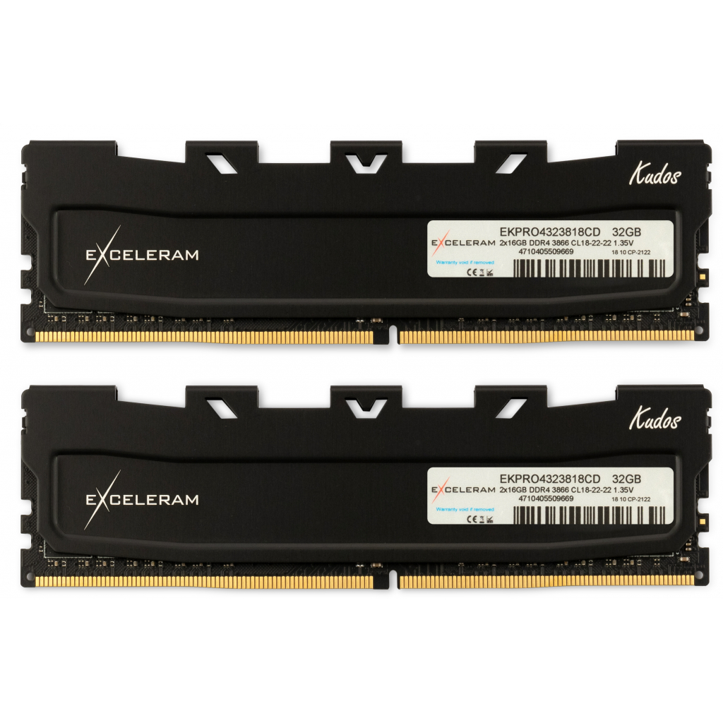 

Модуль памяти для компьютера DDR4 32GB (2x16GB) 3866 MHz Black Kudos PRO eXceleram (EKPR4O323818C)