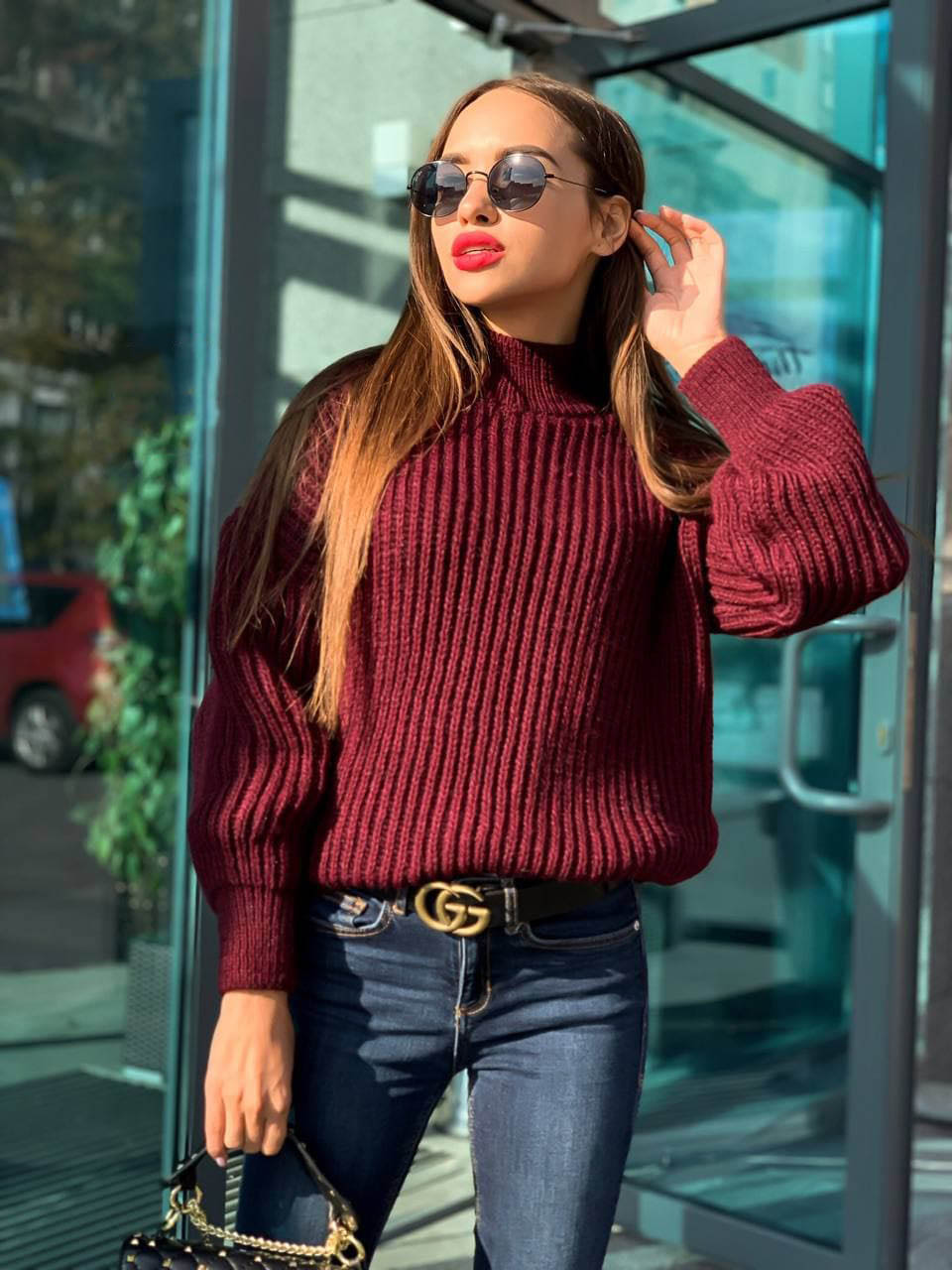 

Fashions • Свитер женскии оверсаи з Лина Fashions 42-52 бордовый (850)