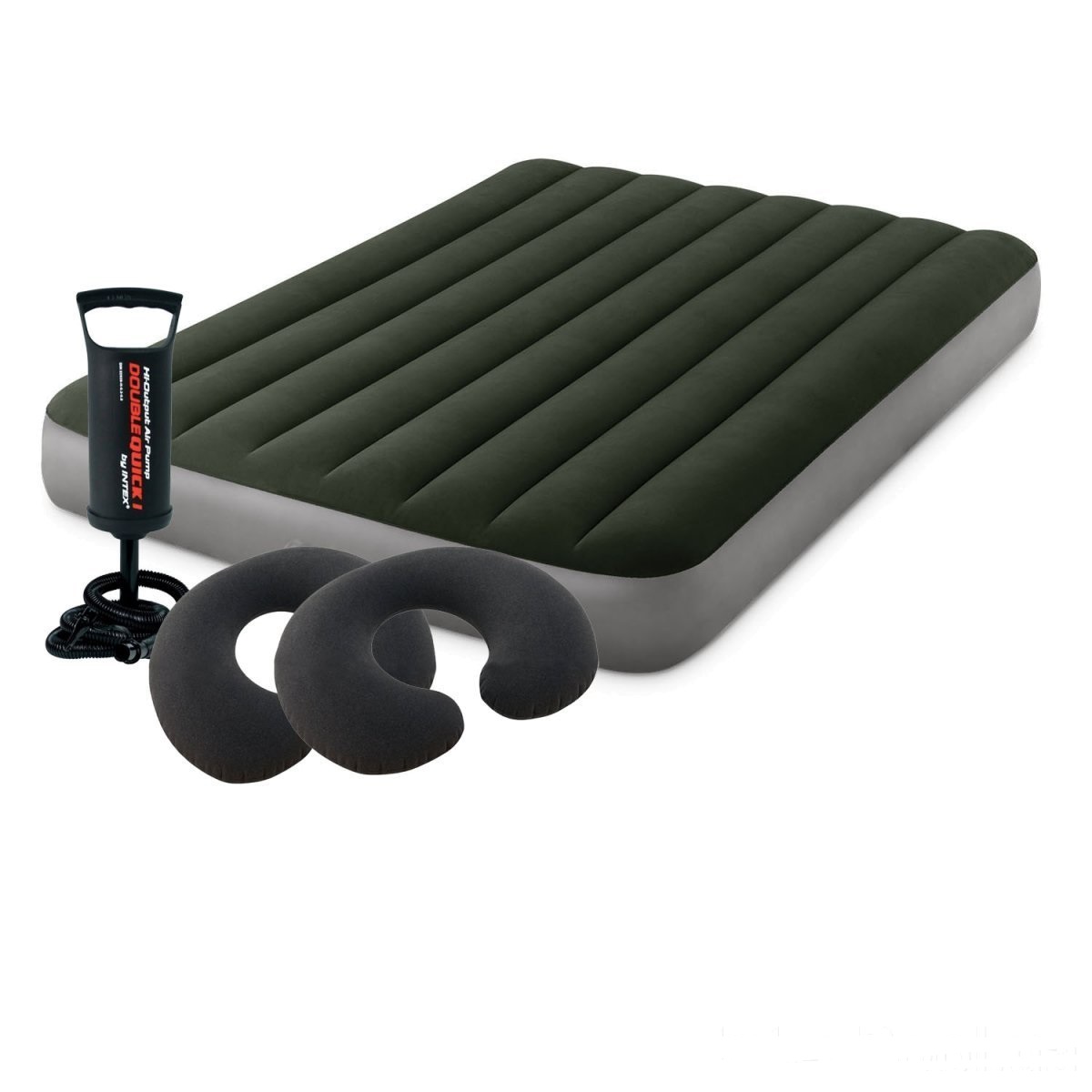 

Надувной матрас Intex 64109-2 Pillow Rest Classic двухместный с двумя подушками и ручным насосом (152х203х25) зеленый (in-64109-2)