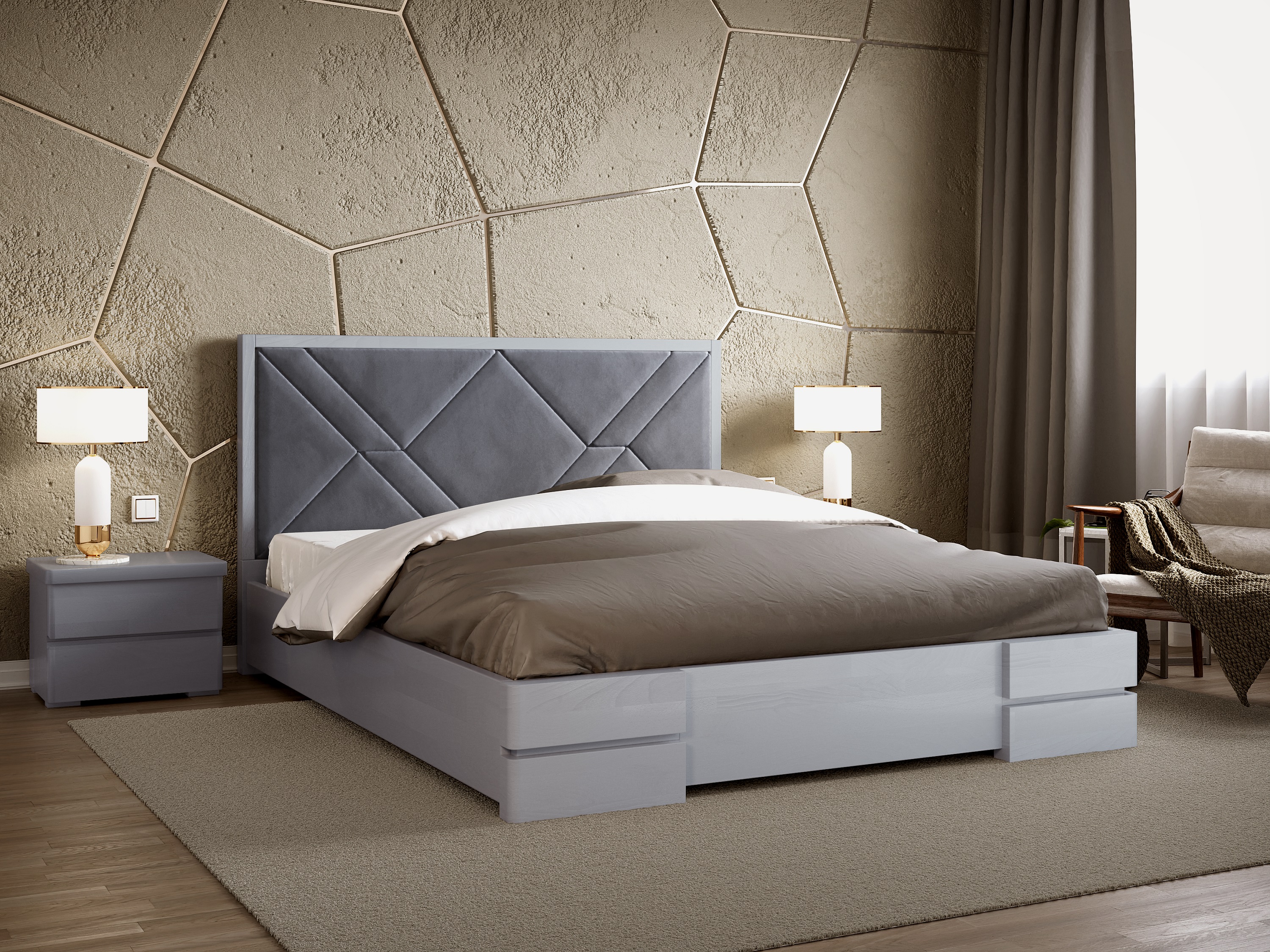 

Кровать Лоренс с механизмом Arbordrev (180*200) бук Серый + Riviera 80