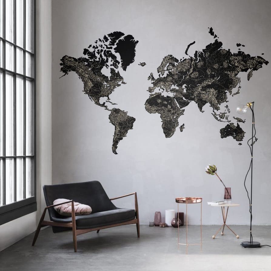 

Деревянная карта мира на стену из дерева LikeWood ArtDecor L 200 × 120 Черный