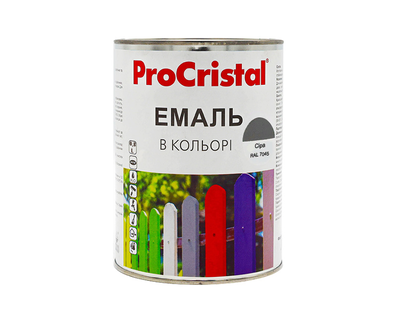 

Эмаль акриловая ProCristal ІР-116 универсальная полуглянцевая Серый - RAL 7045 0,8л