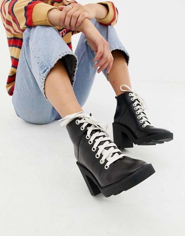 

Женские кожаные ботинки на шнурках Asos 36 черный