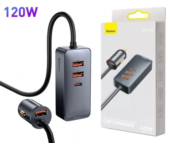 

Зарядное устройство Baseus в авто Share Together PPS Multi-Port, 3USB + Type-C