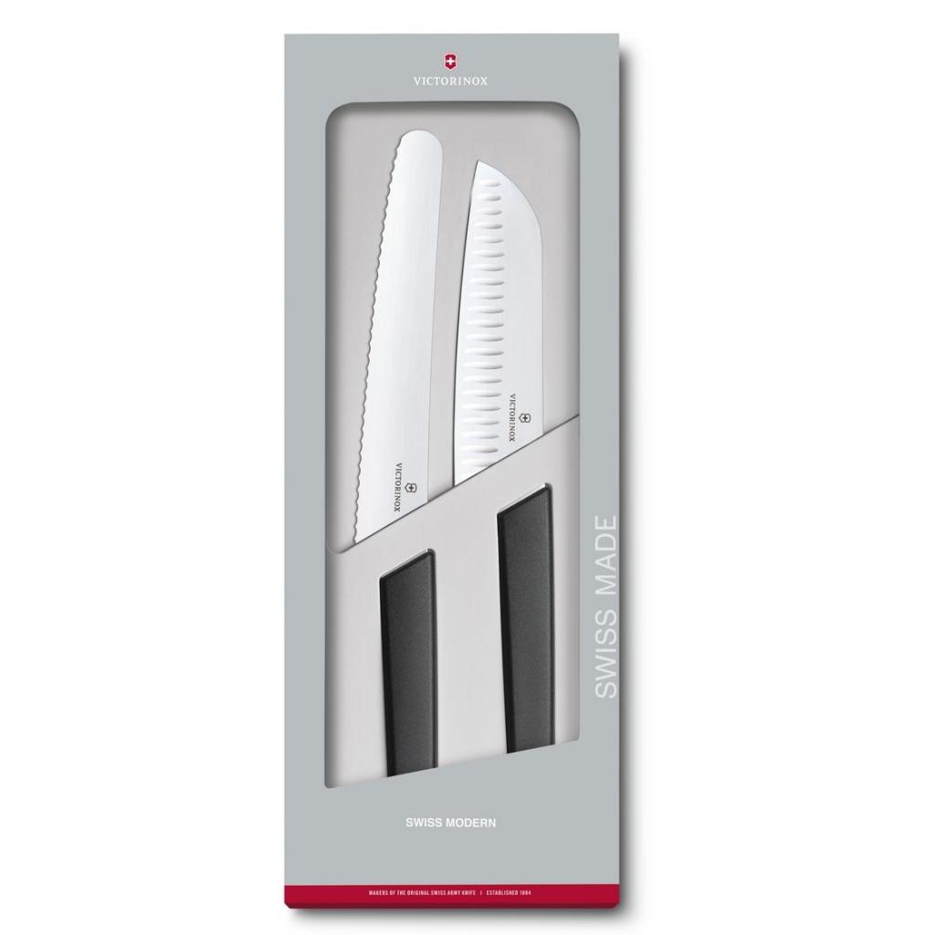 

Набор ножей Victorinox Swiss Modern Santoku + Хлебный Black (6.9093.22G)