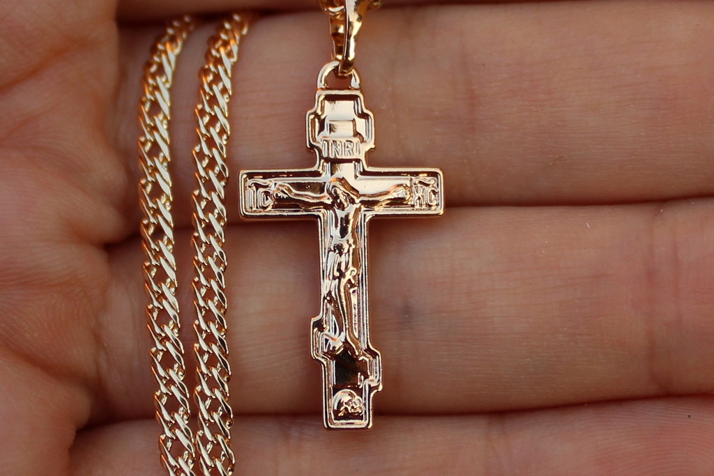 

Крестик Xuping Jewelry ровные края 2,5 см золотистый