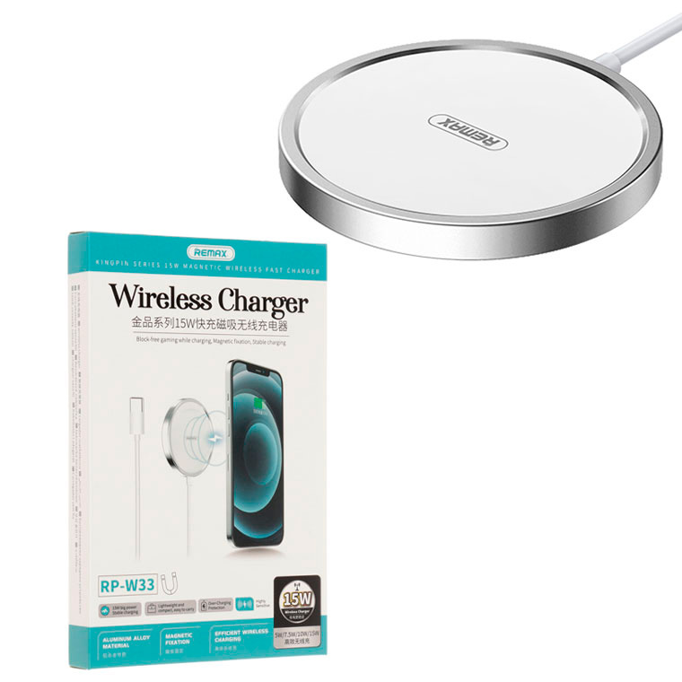 

Беспроводное зарядное устройство Remax RP-W33 с поддержкой MagSafe white