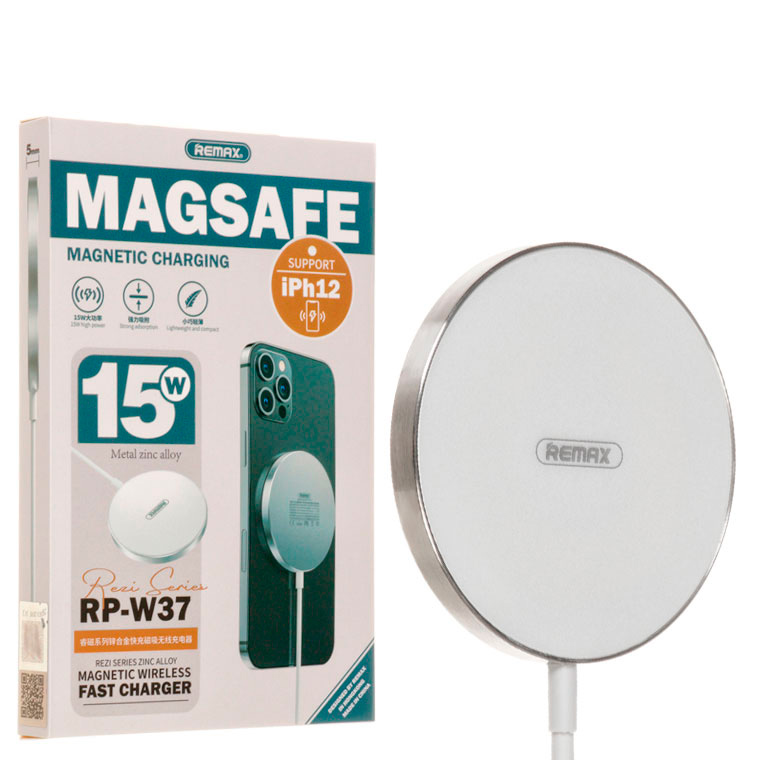 

Беспроводное зарядное устройство Remax RP-W37 с поддержкой MagSafe gray