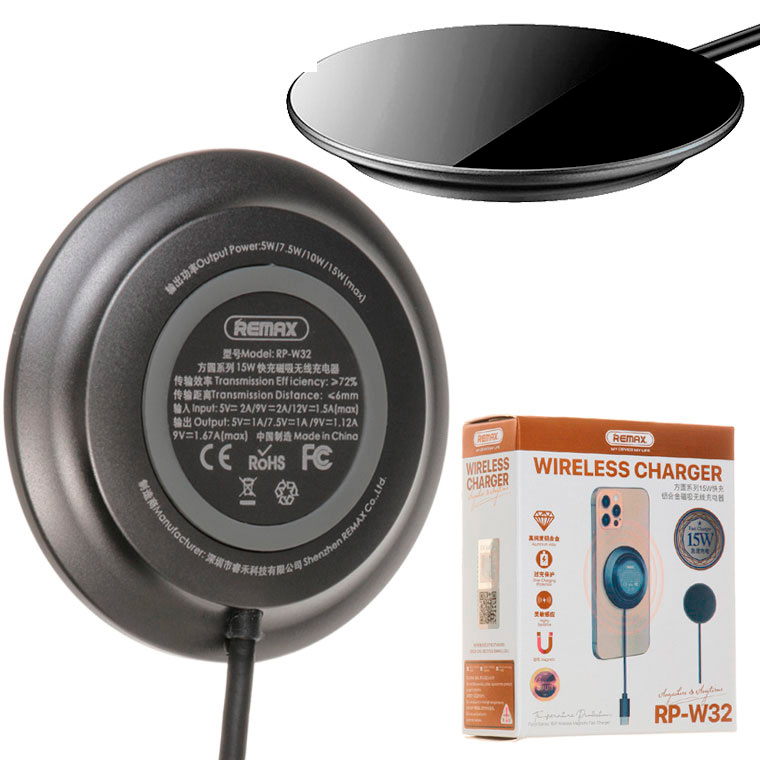 

Беспроводное зарядное устройство Remax RP-W32 с поддержкой MagSafe black
