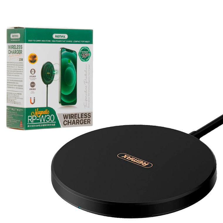 

Беспроводное зарядное устройство Remax RP-W30 с поддержкой MagSafe black