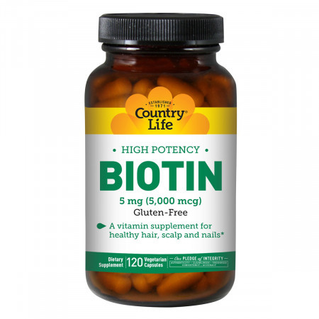 

Витамины для кожи, ногтей и волос Country Life High Potency Biotin 120 капсул (333172)