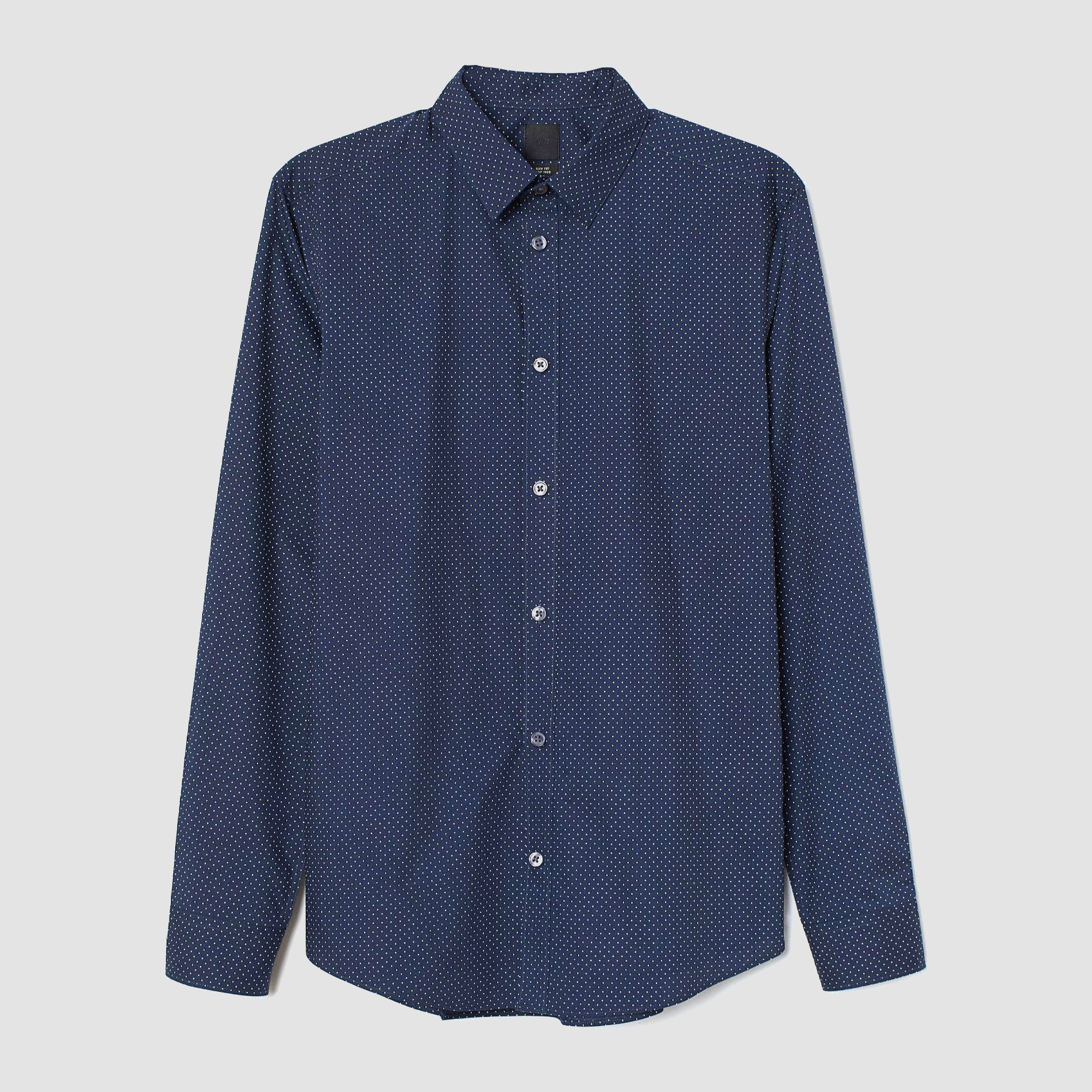 

Рубашка H&M XAZ247014IXBQ  Темно-синяя в белый горошек, Рубашка H&M XAZ247014IXBQ XS Темно-синяя в белый горошек