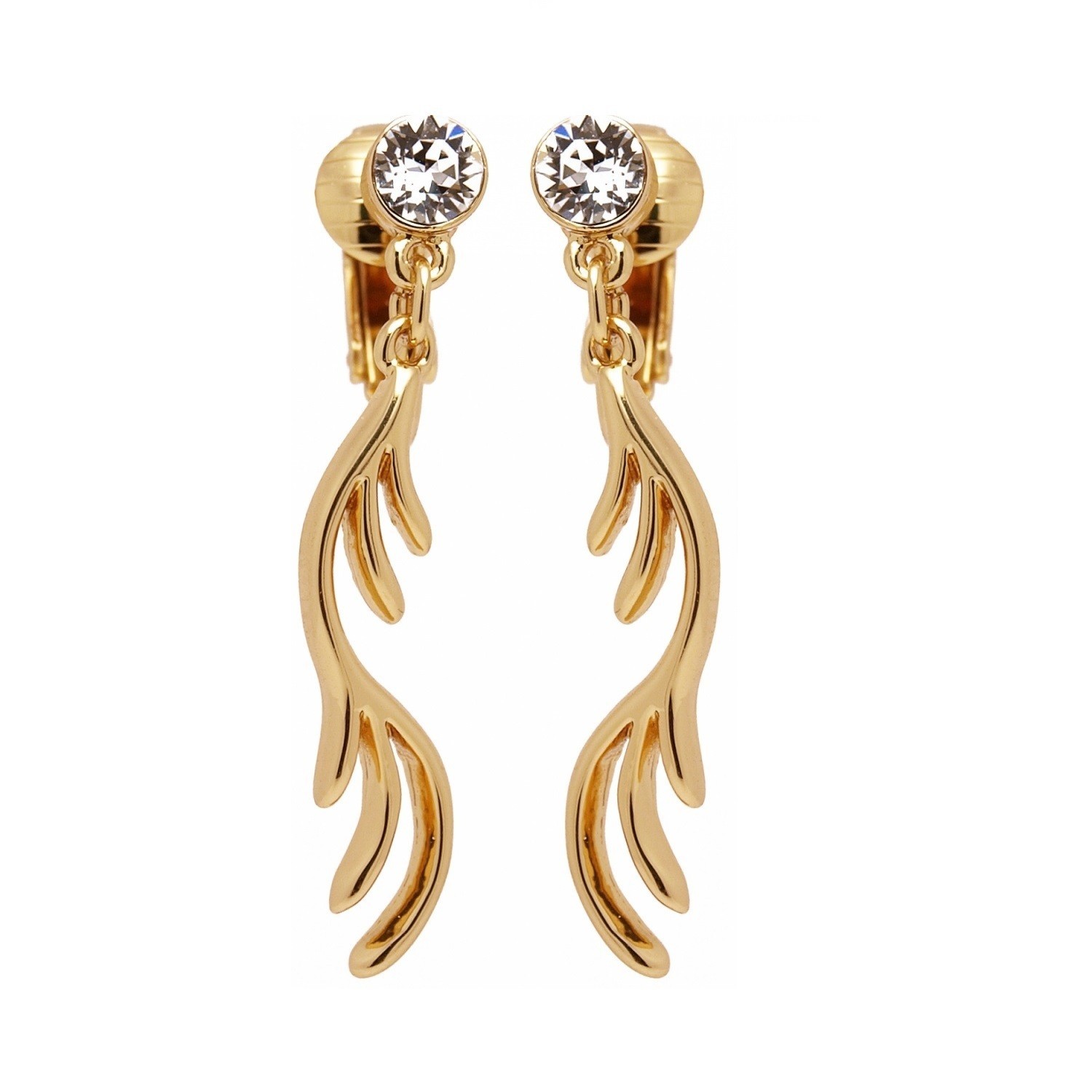 

Клипсы Colibra с подвеской в форме волны и кристаллом Swarovski в позолоте E9719Au