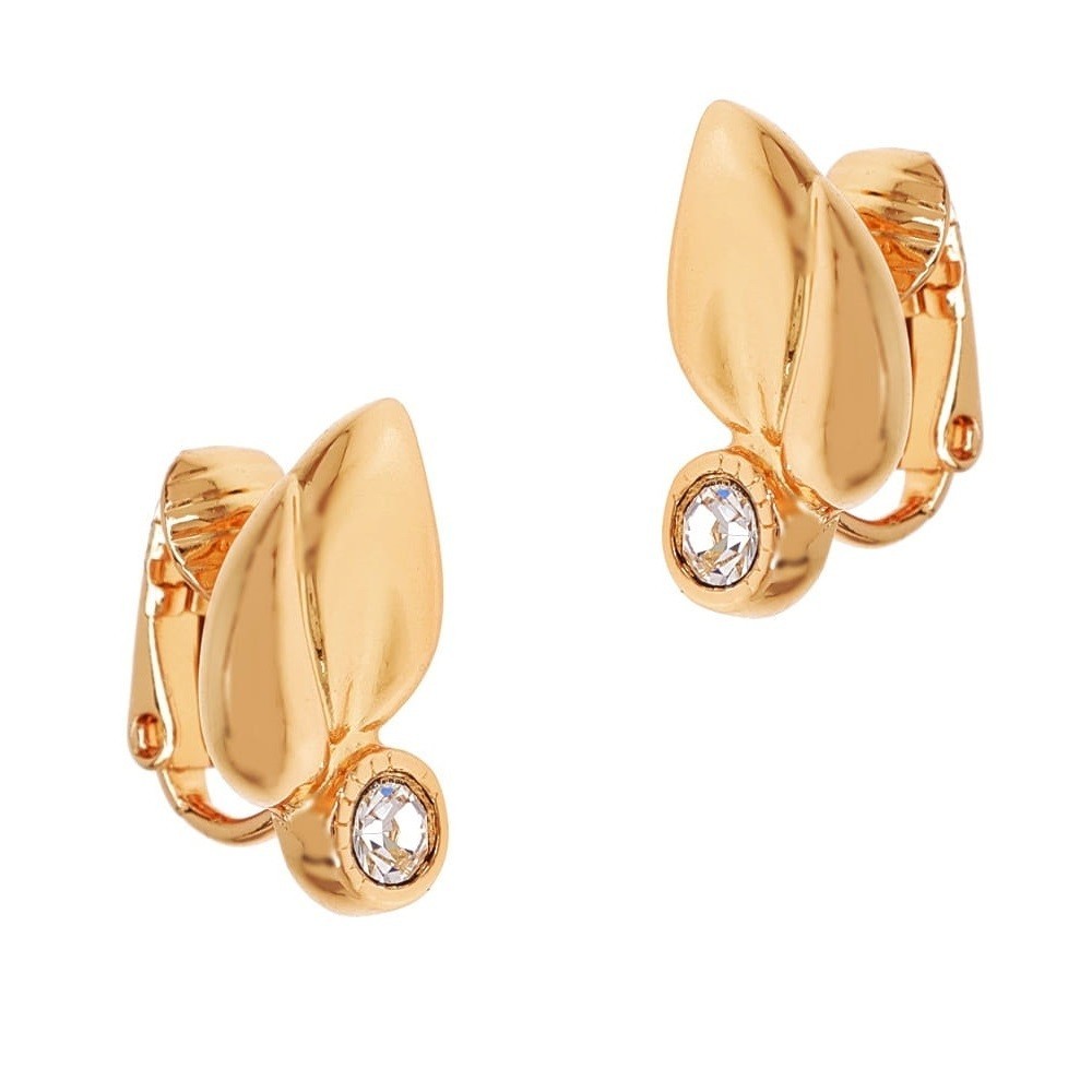 

Клипсы Colibra листочки с одним кристаллом Swarovski в позолоте E4263Au