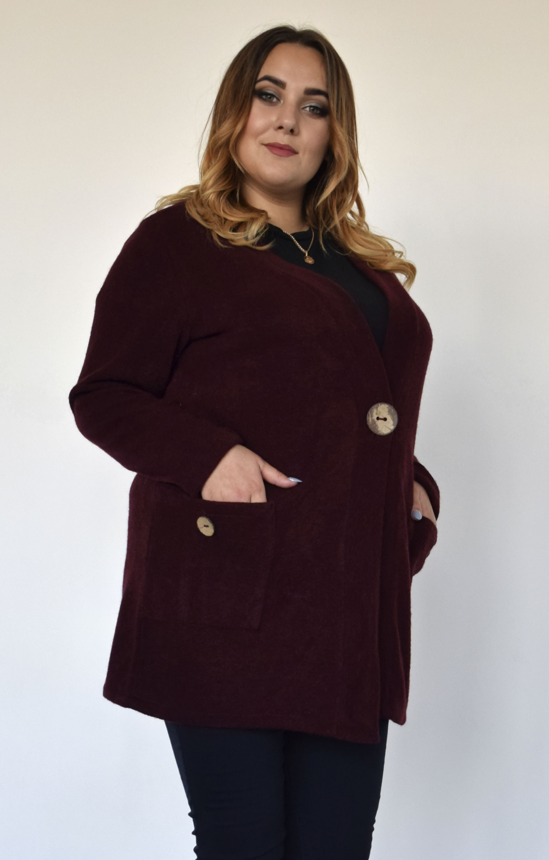 

Женский кардиган Lady Look 1014 бордовый 52
