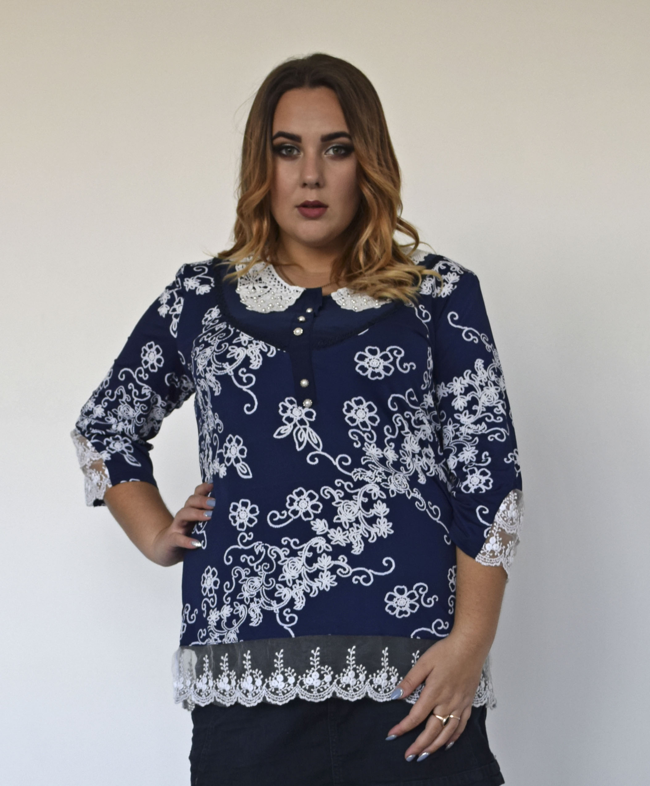 

Женская блуза Lady Look 722 синяя 50