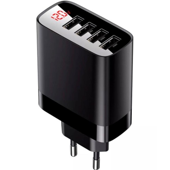 

Сетевое Зарядное Устройство Baseus Mirror Lake Digital Display 30W 4USB (Черный)
