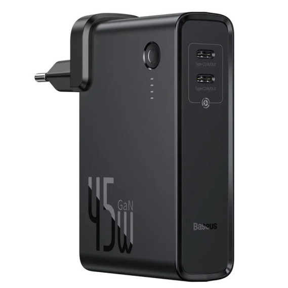 

Сетевое Зарядное Устройство 1USB Baseus Power Station 2in1 QC (3A) (+Type-C) with (Power Bank 10000mAh) (PPNLD-C01) (Черный)