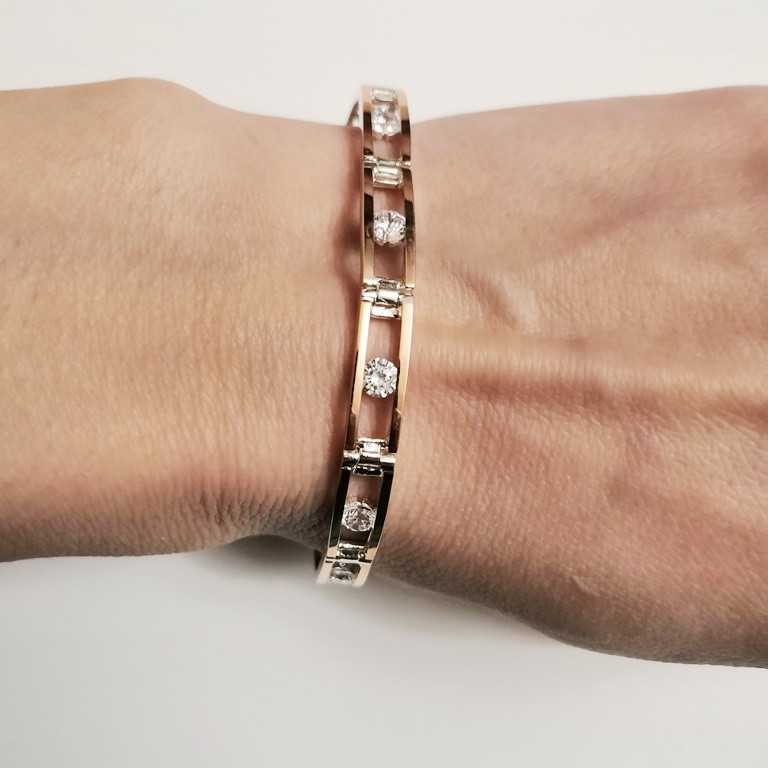 

Серебряный браслет с золотыми пластинами и циркониями Жюли, 19 размер, 0422.10