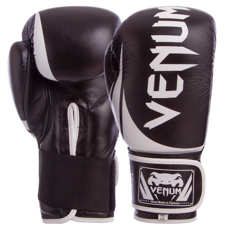

Перчатки боксерские кожаные на липучке VENUM CHALLENGER BO-5452 (р-р 12oz, черный)