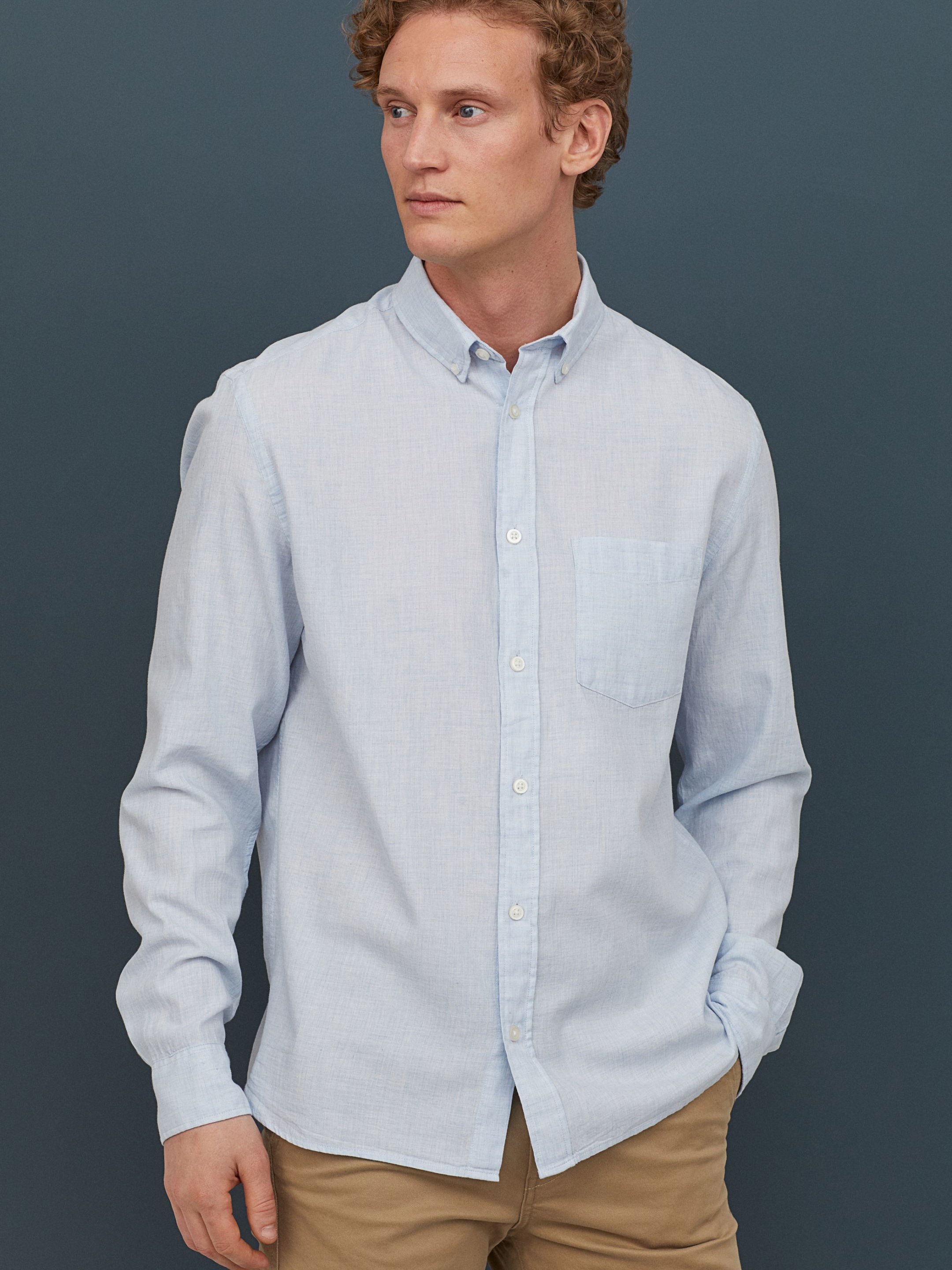

Рубашка H&M 06-0686564-007 S Светло-голубая (СА2000001578872)