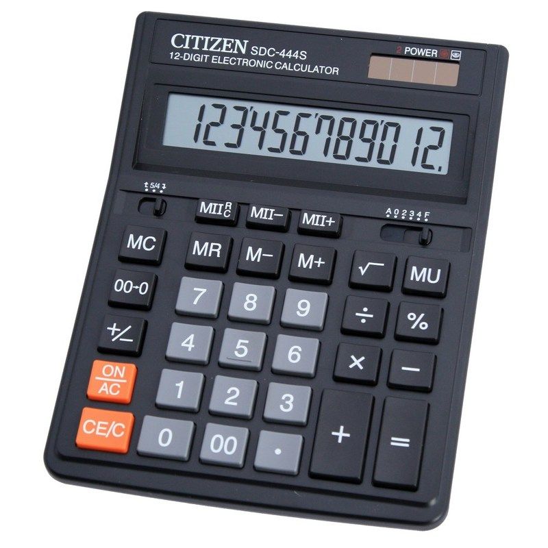 

Калькулятор настольный Citizen SDC-444S 12 разрядов фиксированный угловой 199х153х31 Черный
