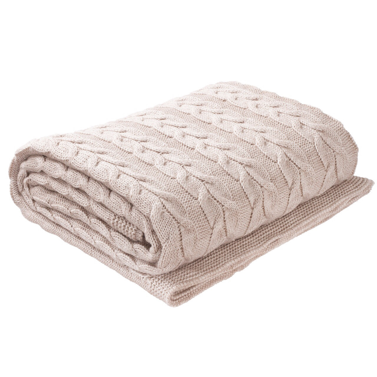

Плед Ohaina вязаный косы 190х160 Linen Beige