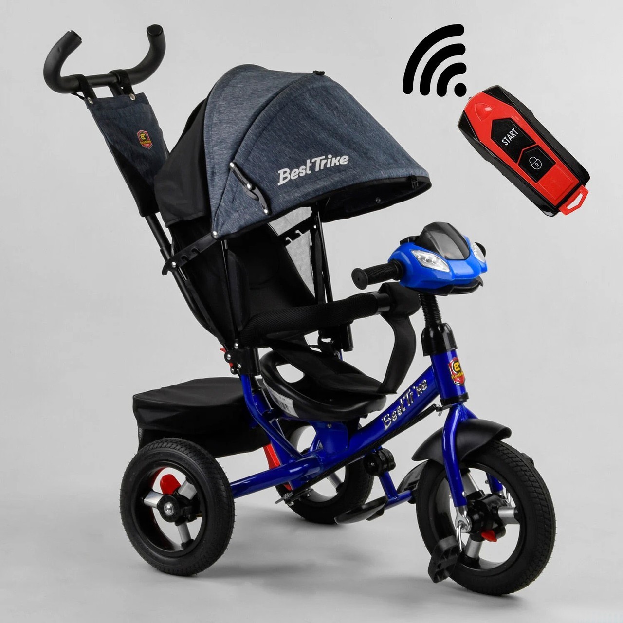 

Велосипед BEST TRIKE 3390-81-338 синий USB Пульт надувные колеса