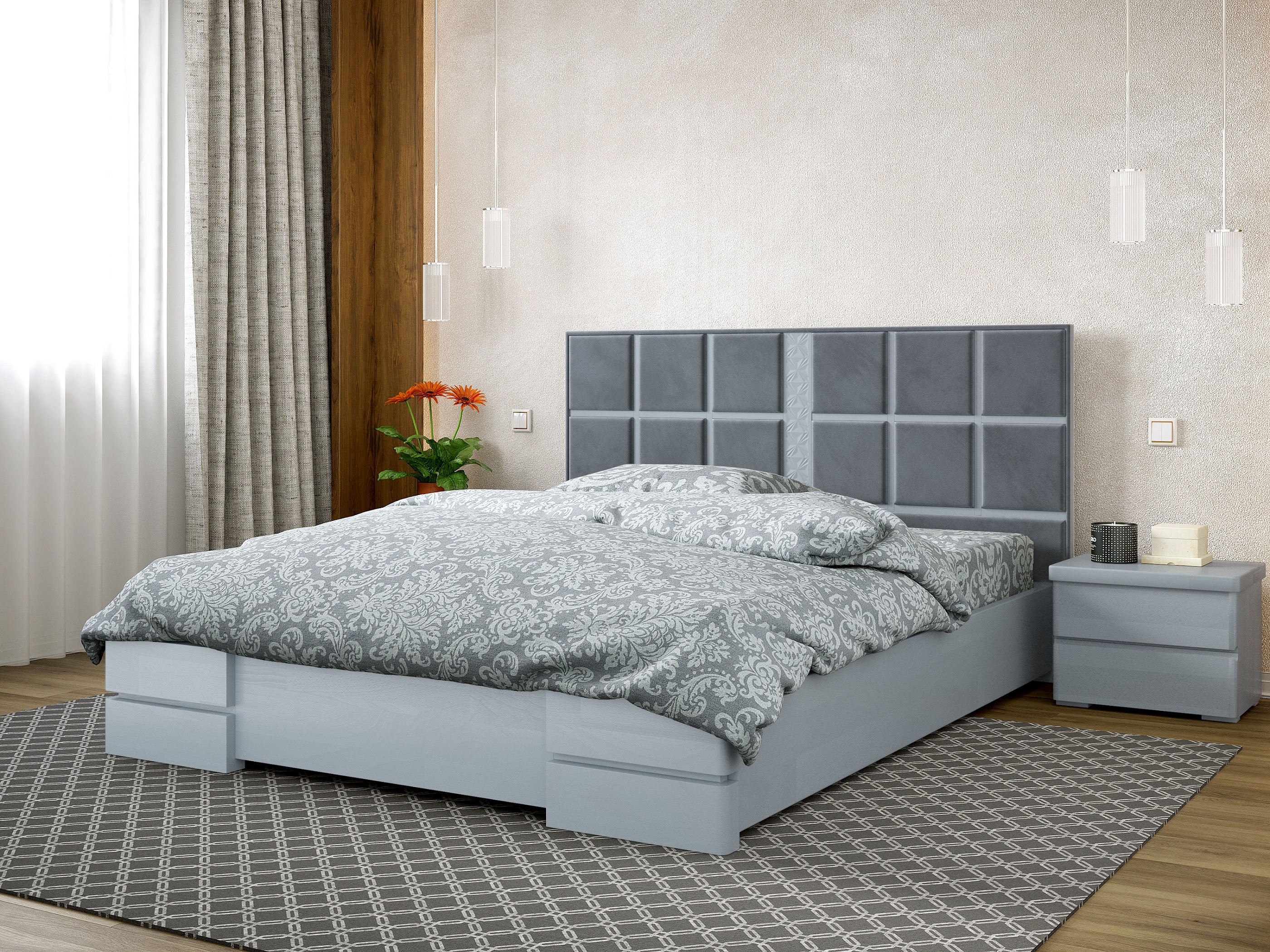 

Кровать Прованс Arbordrev (180*200) сосна Серый + Riviera 80