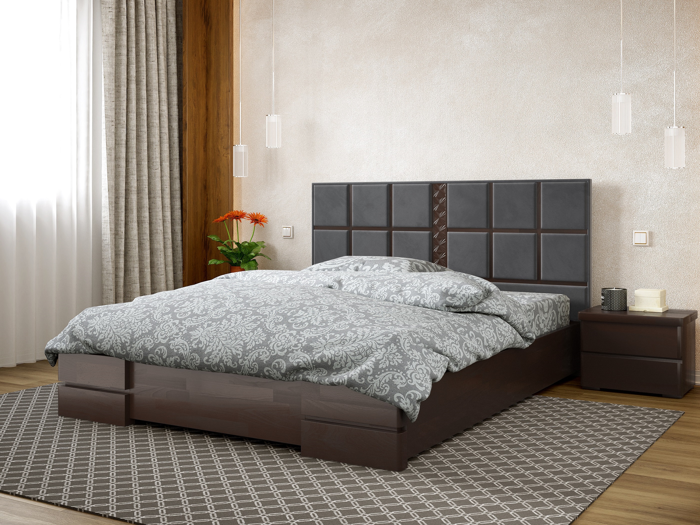 

Кровать Прованс Arbordrev (160*200) сосна Темный Орех + Riviera 91