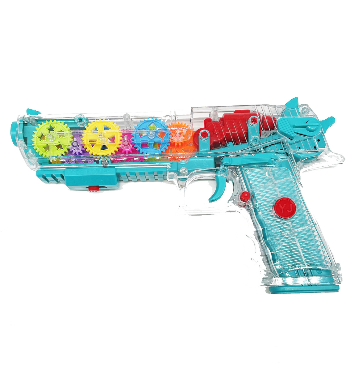 

Прозрачный игрушечный светящийся пистолет Gear Light GUN с шестеренками Синий
