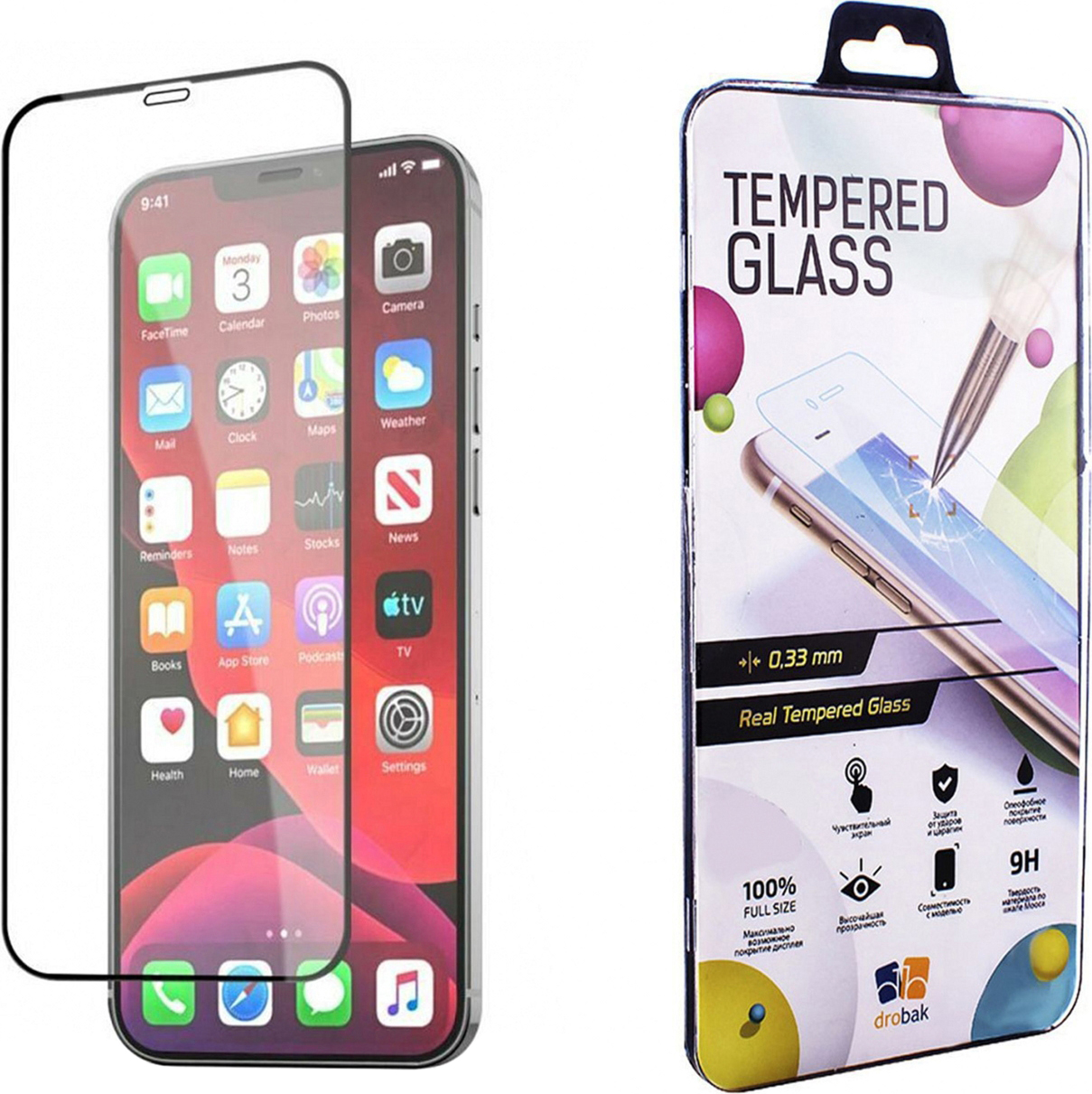 

Защитное стекло Drobak Frame A+ для Apple iPhone 13 mini Black