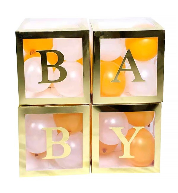 

Набор коробок для воздушных шаров "BABY", 30*30 см., цвет - золото