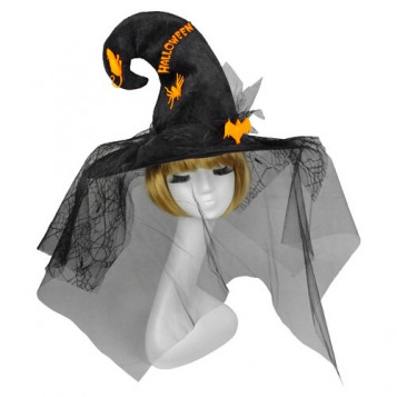 

Шляпа Колдунья Оранжевый Хэллоуин Halloween 18-1007BLK-OR