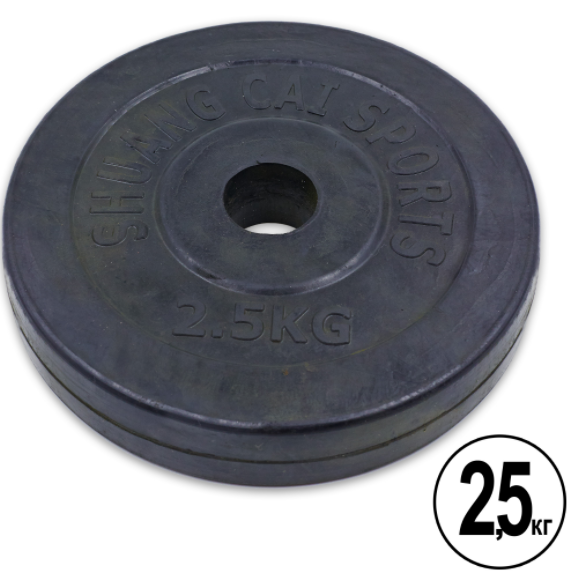 

Блины (диски) обрезиненные SHUANG CAI SPORTS ТА-1442-2,5 30мм 2,5кг черный (IN05723)