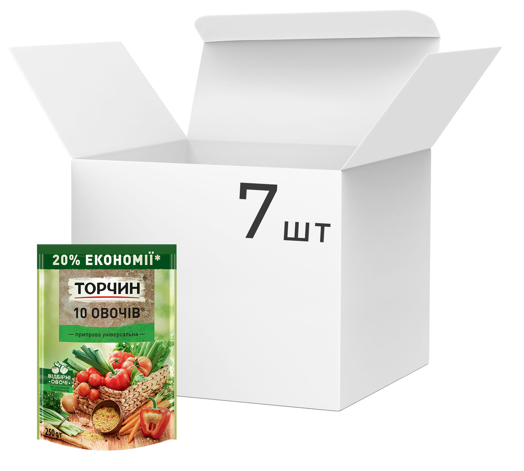 Акция на Упаковка приправы ТОРЧИН 10 Овощей универсальная 250 г х 7 шт (7613035803176) от Rozetka UA