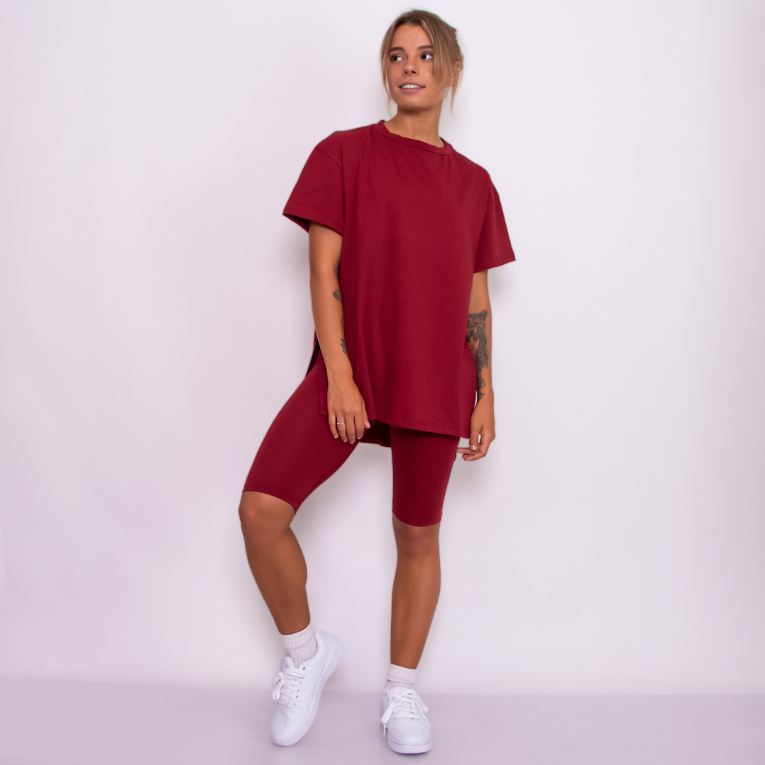 

Женский комплект (футболка и велосипедки) Teamv Special Бордовый L-XL