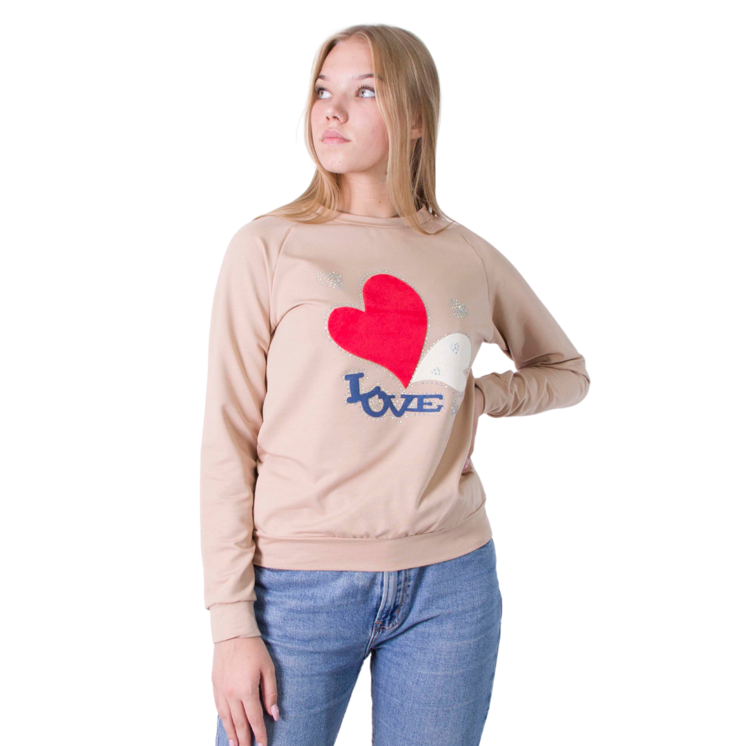 

Женский свитшот Teamv Love 2 Бежевый, Женский свитшот Teamv Love 2 Бежевый S