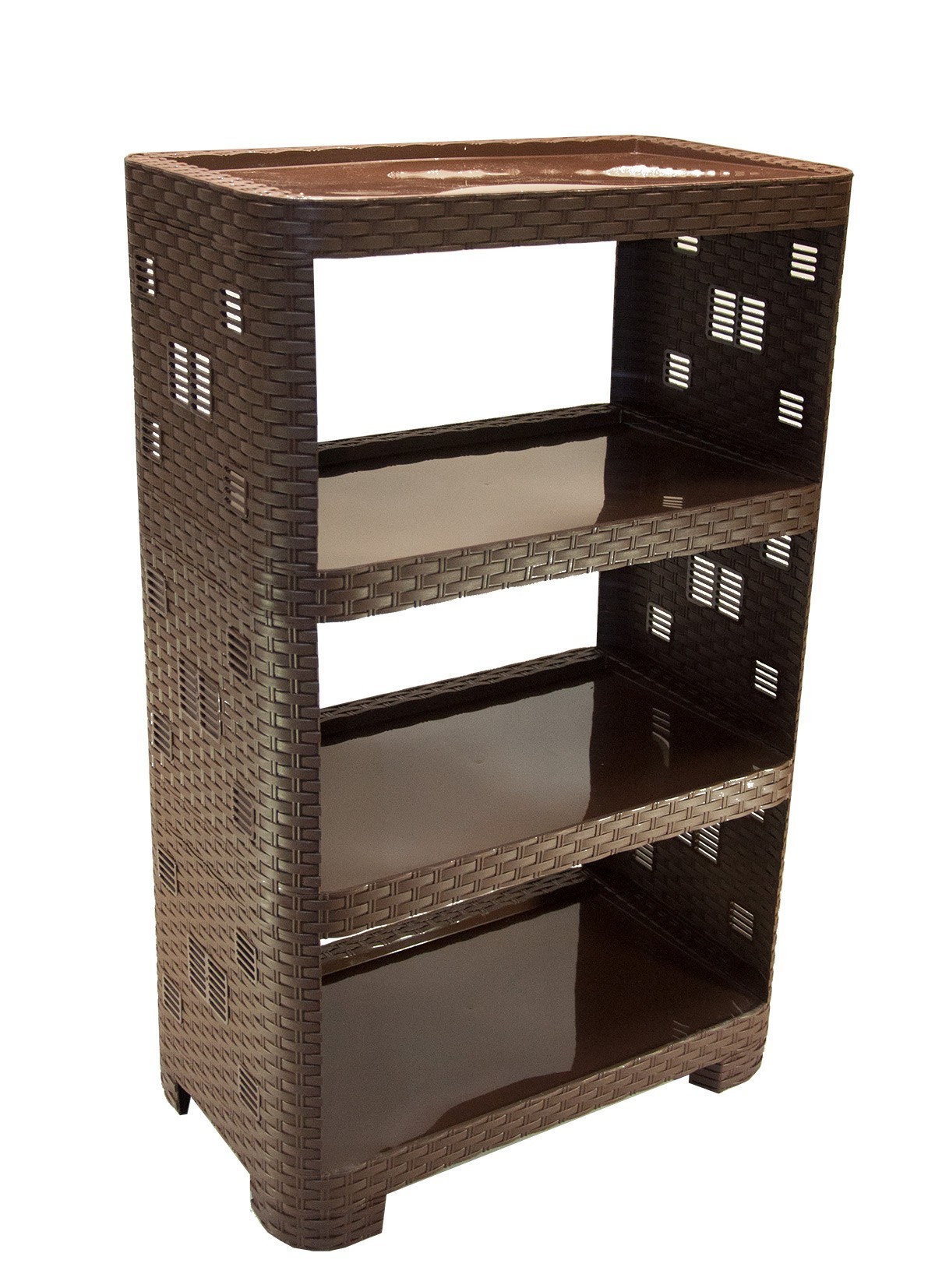 

Этажерка четырехярусная Полимерагро коричневая прямоугольная пластиковая 515х400х820 мм