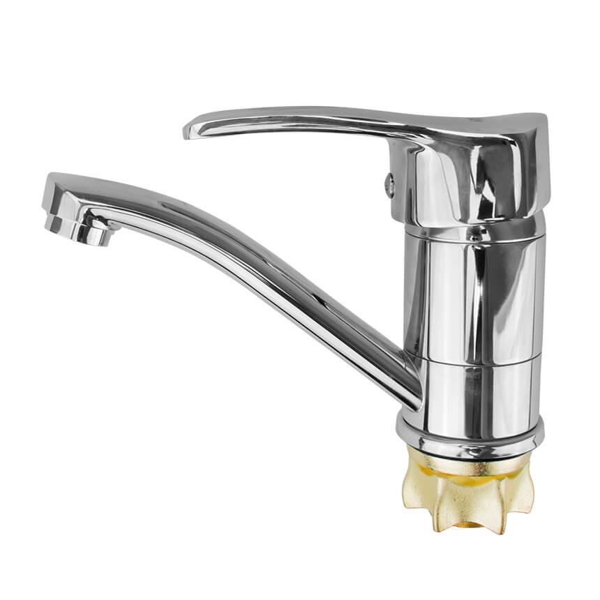 

Смеситель для кухни однорукий короткий гусак лат.корпус гайка Ø40 WEZER PED4-B279